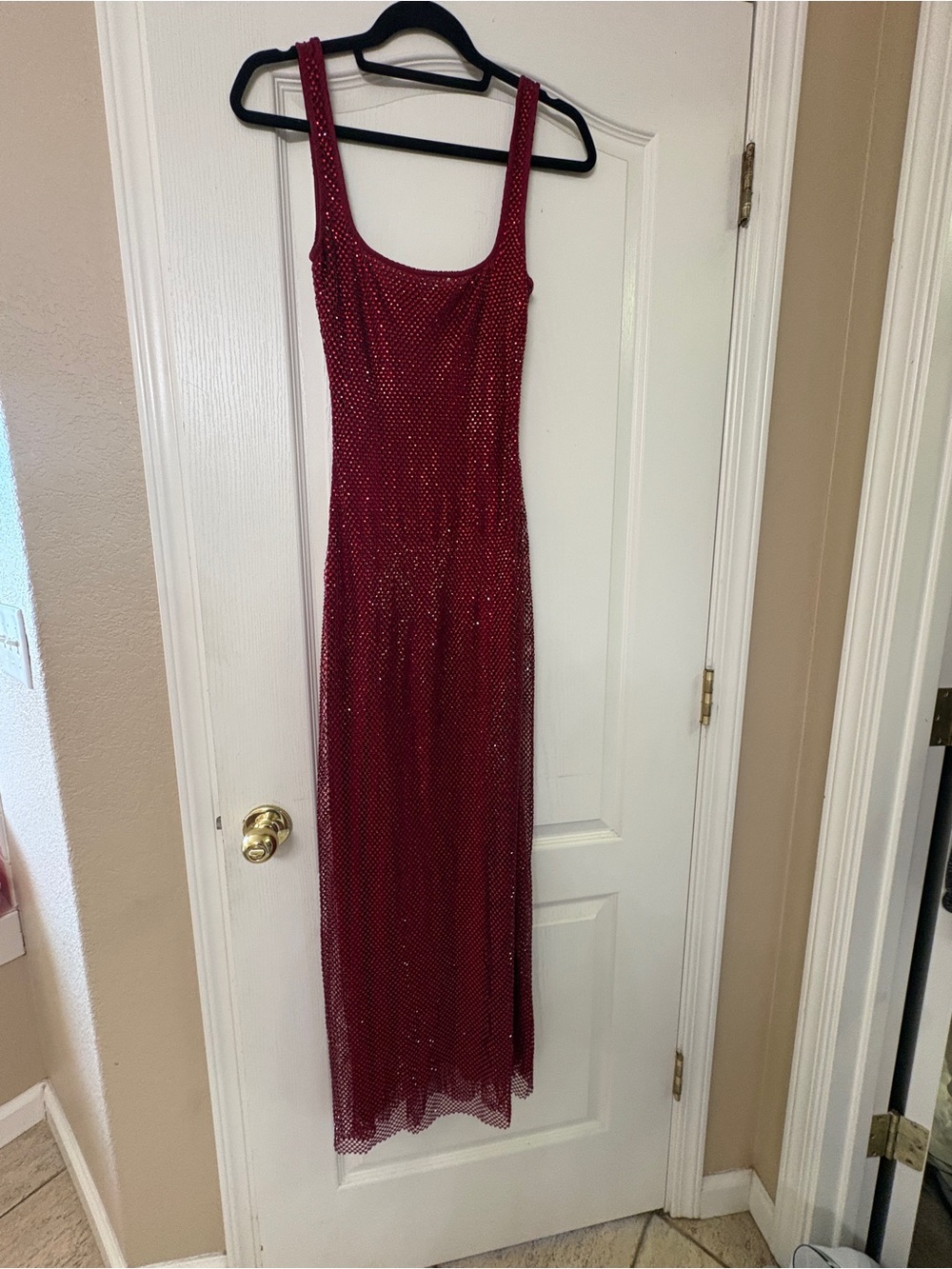 Red Sequin Square-Neck Maxi Dress - Picture 3 of 5